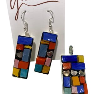Set de aretes y colgante en smalti mexicano
