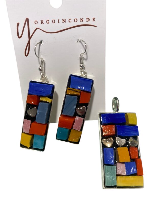 Set de aretes y colgante en smalti mexicano