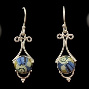 Aretes en plata .925 matices azul y beige
