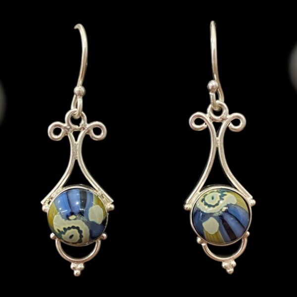 Aretes en plata .925 matices azul y beige