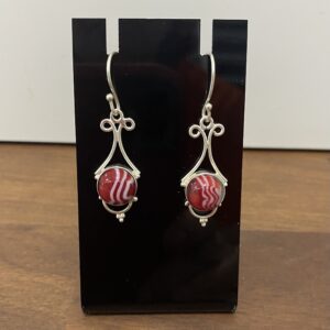 Aretes en plata .925 rojo y blanco