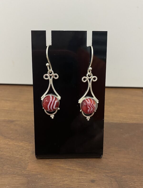 Aretes en plata .925 rojo y blanco