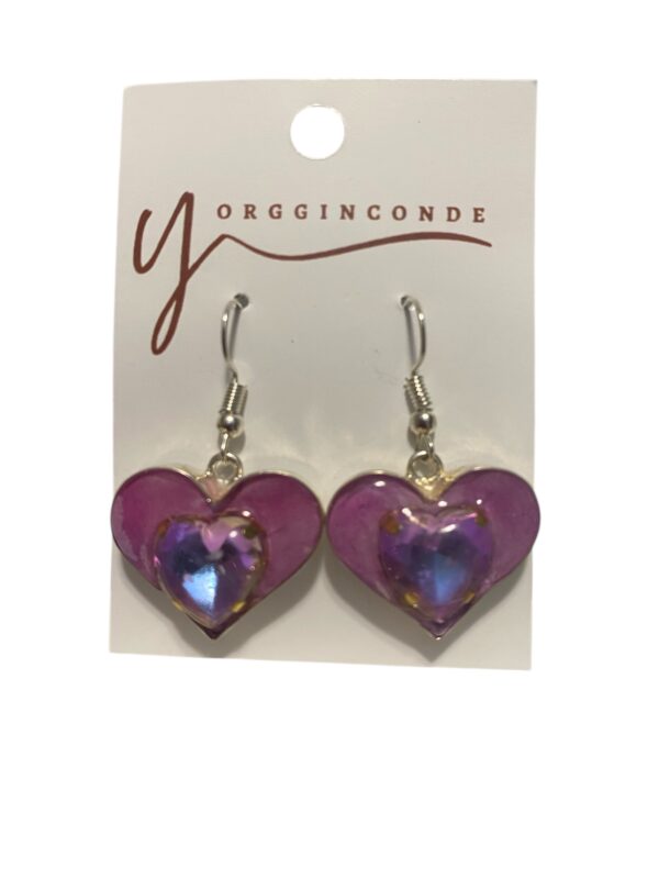 Aretes Heart on Heart rosados