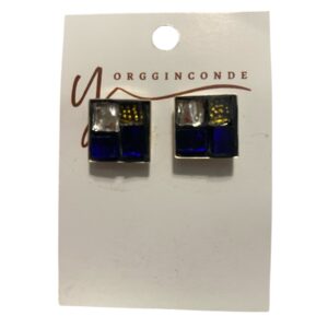 Aretes azul cobalto, dorado y plateado