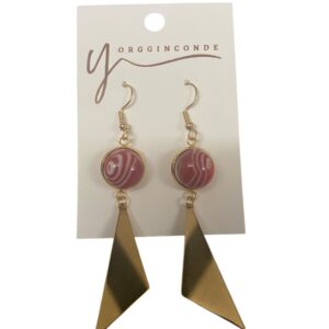Aretes dorados - rojo y blanco