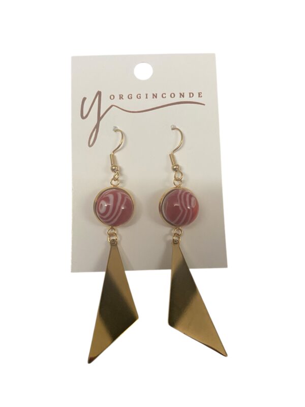 Aretes dorados - rojo y blanco