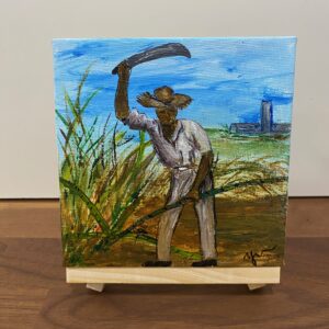 Pintura: Cortando caña en la central