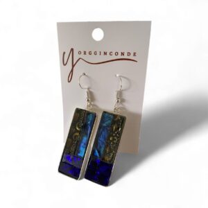 Aretes cristal Van Gogh cobalto y dorado