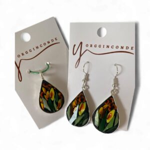 Set de aretes y colgante filati en fondo negro