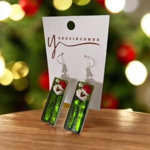 Navidad: Aretes verdes y Santa Claus