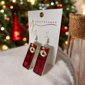 Navidad: Aretes rojos con Santa Claus