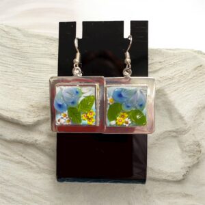 Aretes cuadrados con borde murrine y filati