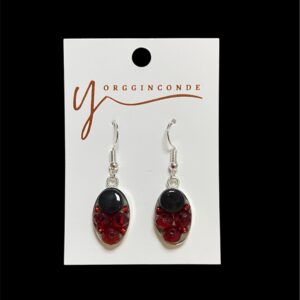 Aretes ovalados negro y rojo