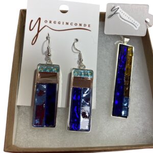 Set de aretes y colgante largo blue