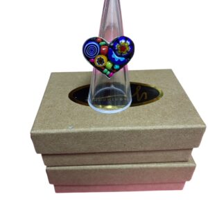 Sortija ajustable corazón con murrine