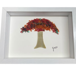 Flamboyán rojo en vidrio fundido y stained glass