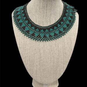 Mostacilla collar turquesa y negro