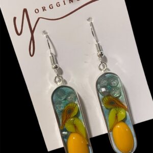 Aretes con aves amarillas en murrine