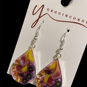 Aretes en murrine rosa y amarillo