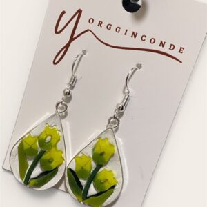 Aretes con tulipanes amarillos en murrine